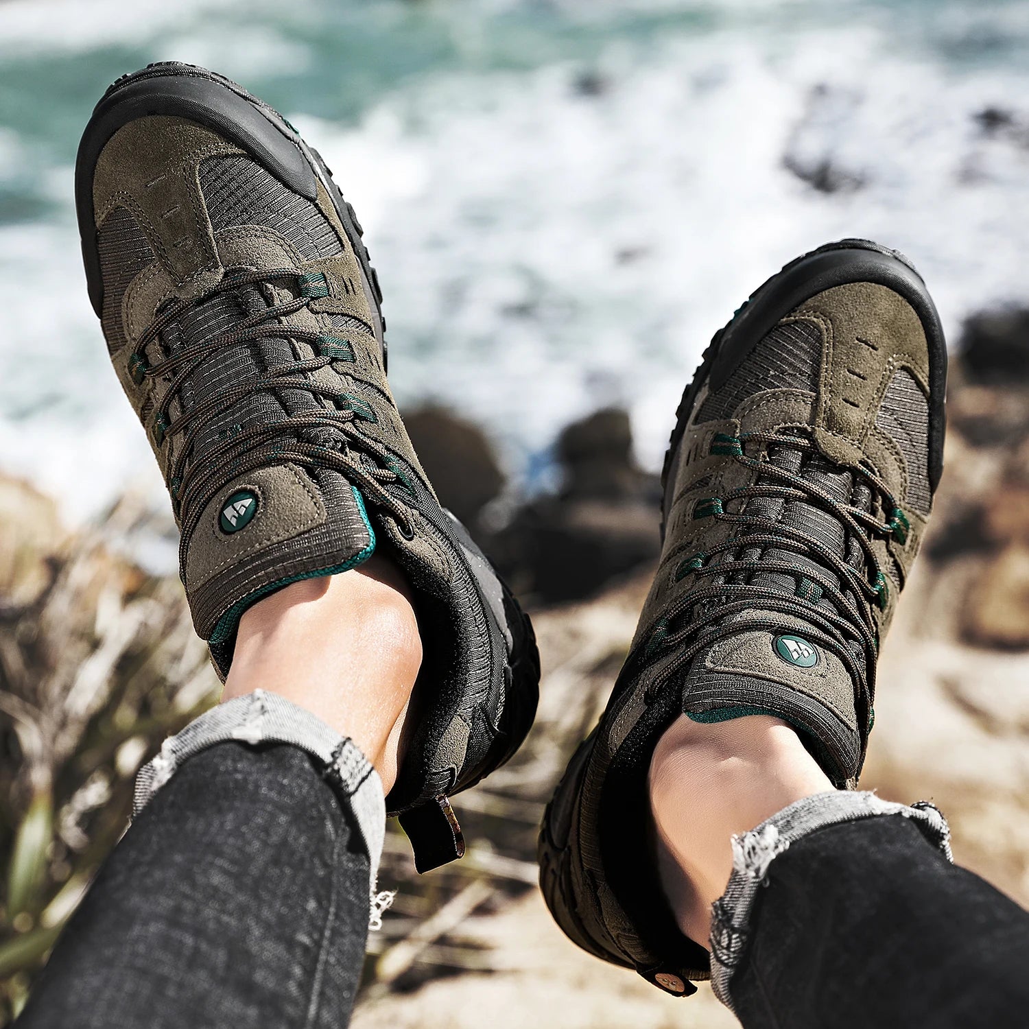 HIKEUP Men's Suede Leather Hiking Shoes – Outdoor Trekking